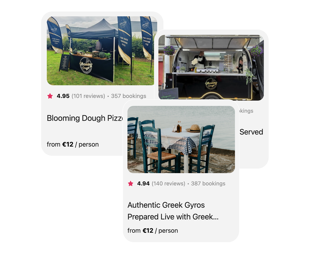 Vendor marketplace listing cards