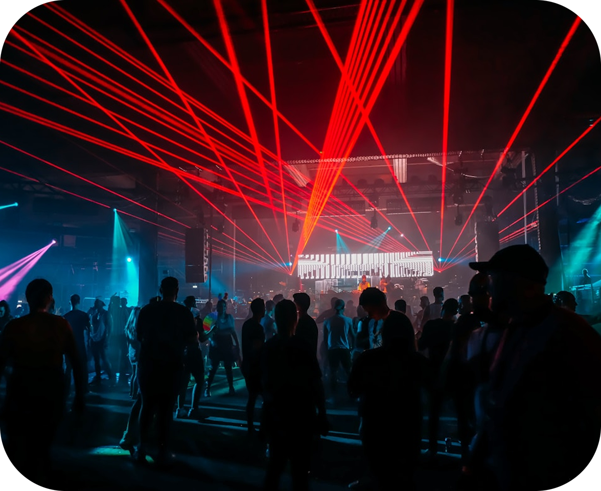 Large corporate event with stage lighting